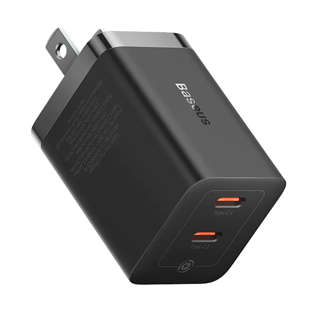 Baseus GaN5 Pro Dual USB-C Fast Charger 40W Adapter - Black - Image 3