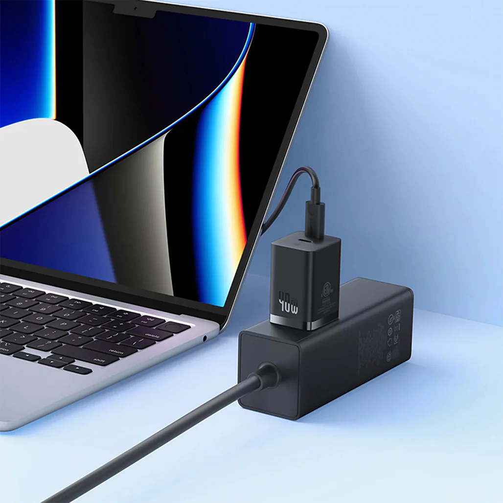 Baseus GaN5 Pro Dual USB-C Fast Charger 40W Adapter - Black - Image 6