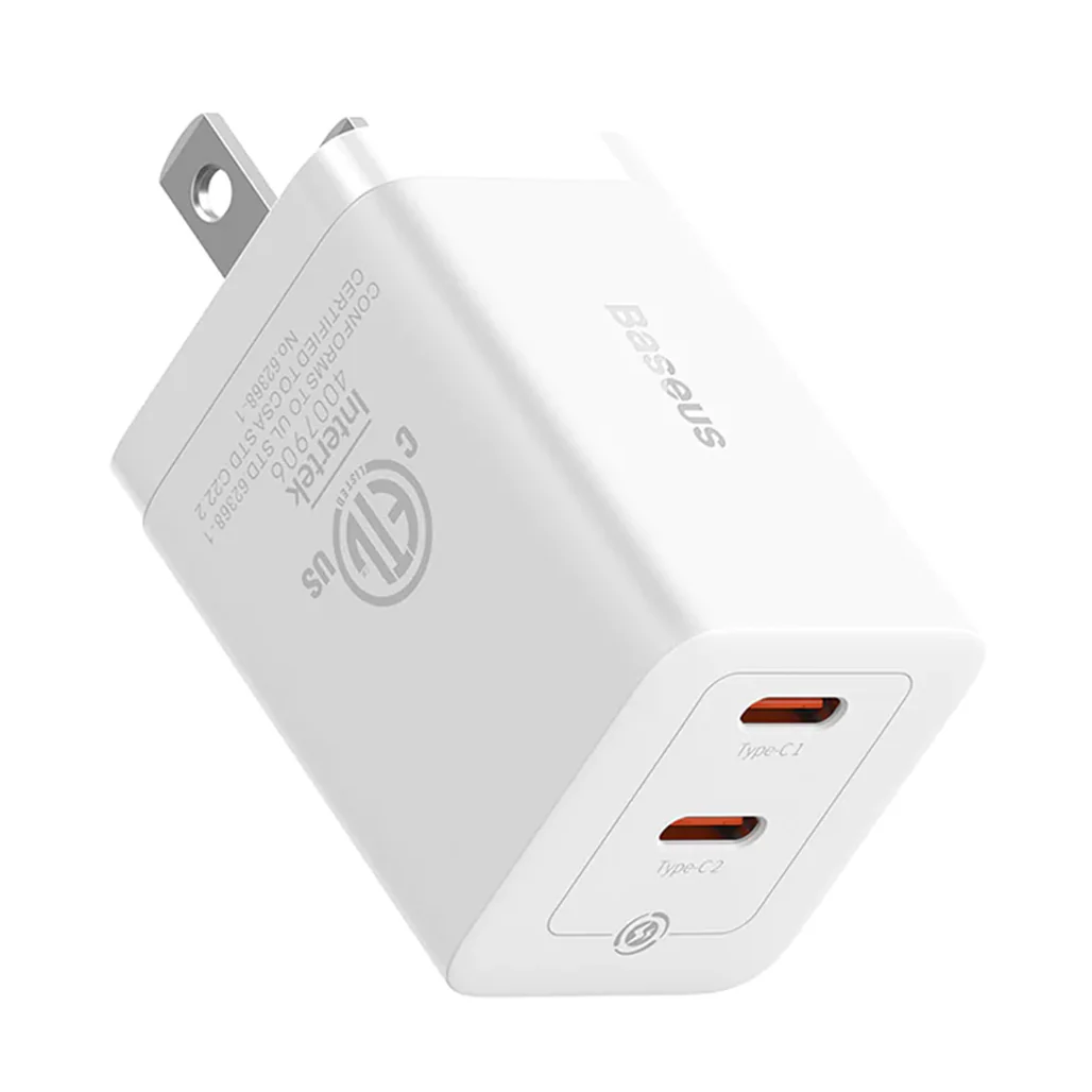Baseus GaN5 Pro Dual USB-C Fast Charger 40W Adapter - White - Image 4