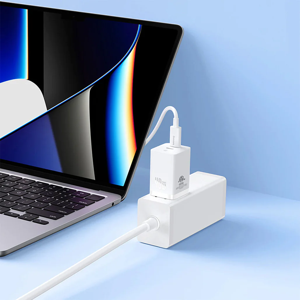 Baseus GaN5 Pro Dual USB-C Fast Charger 40W Adapter - White - Image 6