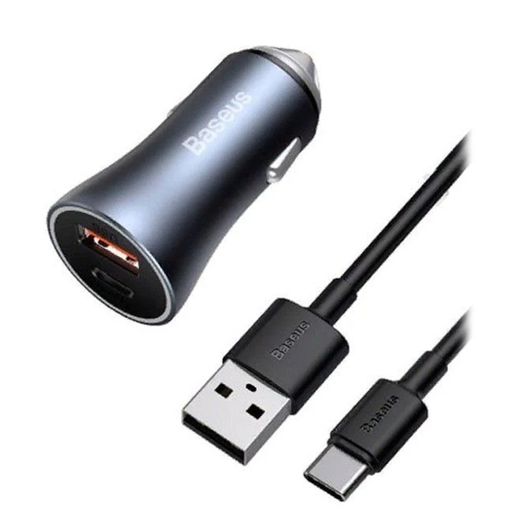 Baseus Golden Contactor Pro Dual Quick Car Charger U+C 40W (with Simple Wisdom Cable C to iP 1M) - Image 4