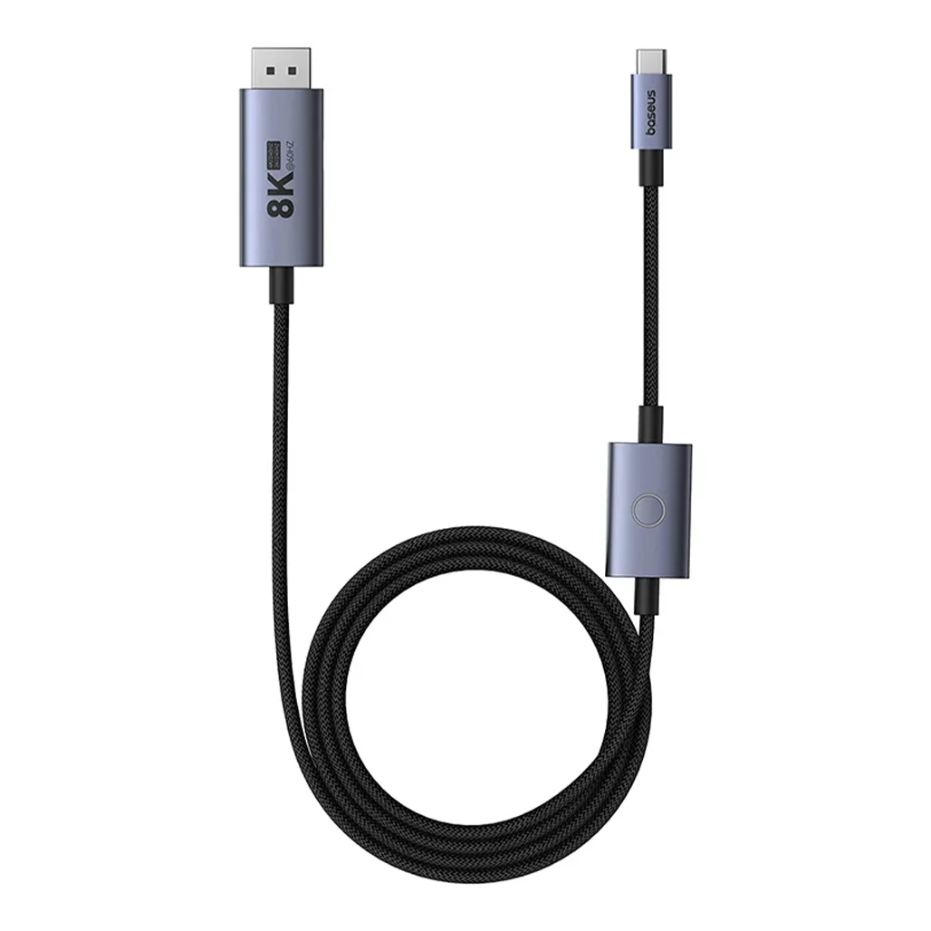 Baseus High Definition Type-C to DP 8K Adapter Cable 1.5m with PD 100W - Cluster Black