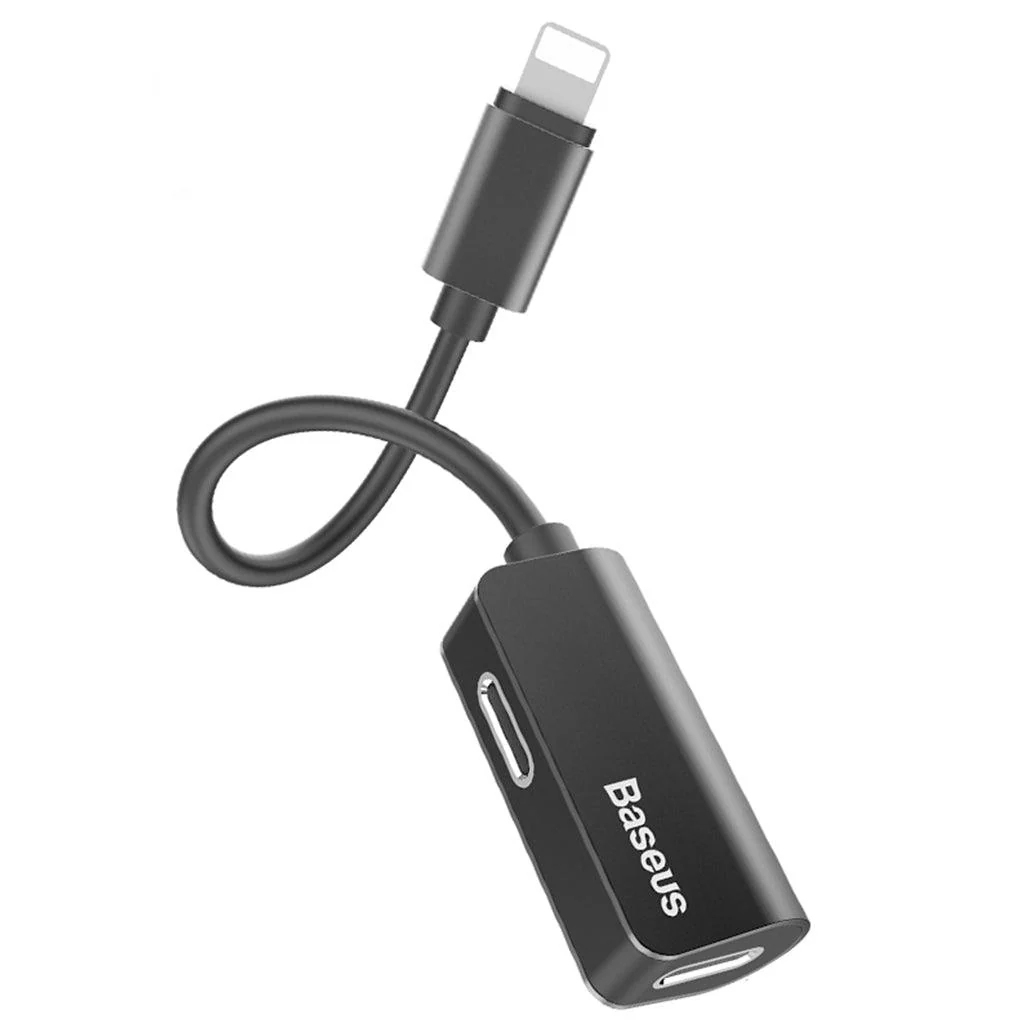 Baseus L37 IP Male to Dual IP Female Adapter - 3-in-1 Aux Audio Cable for iPhone - Image 3