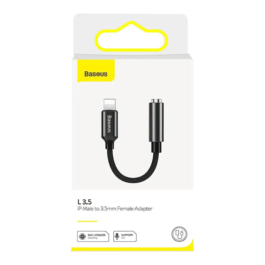 Baseus 3.5 Audio Adapter Converter for iPhone Male to 3.5mm Female Aux Jack (Black) - Image 2