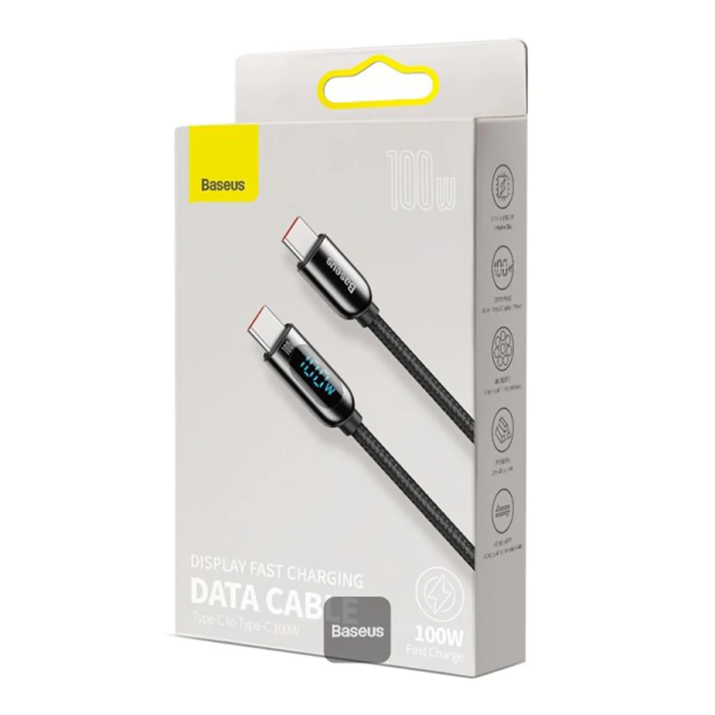 Baseus LED Display Fast Charging Data Cable Type-C to Type-C 100W, 1M – High-Speed 5A Charger with Smart Monitoring - Image 2