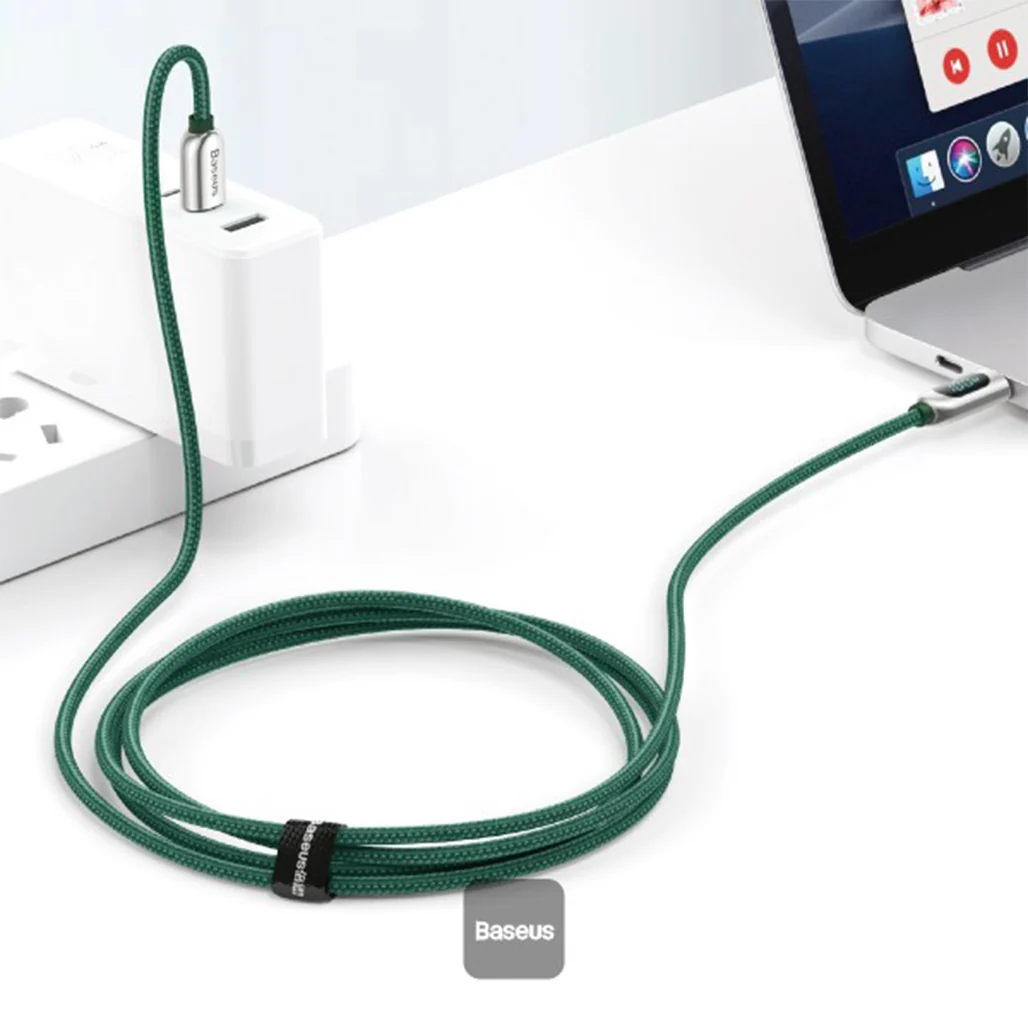 Baseus LED Display Fast Charging Data Cable Type-C to Type-C 100W 5A, 2M – High-Speed Green Charging Cable with Smart Monitoring - Image 3