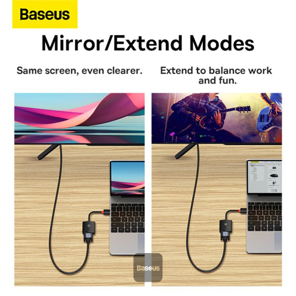 Baseus Lite Series HDMI to VGA Adapter - 1080P HD, Black - Image 6