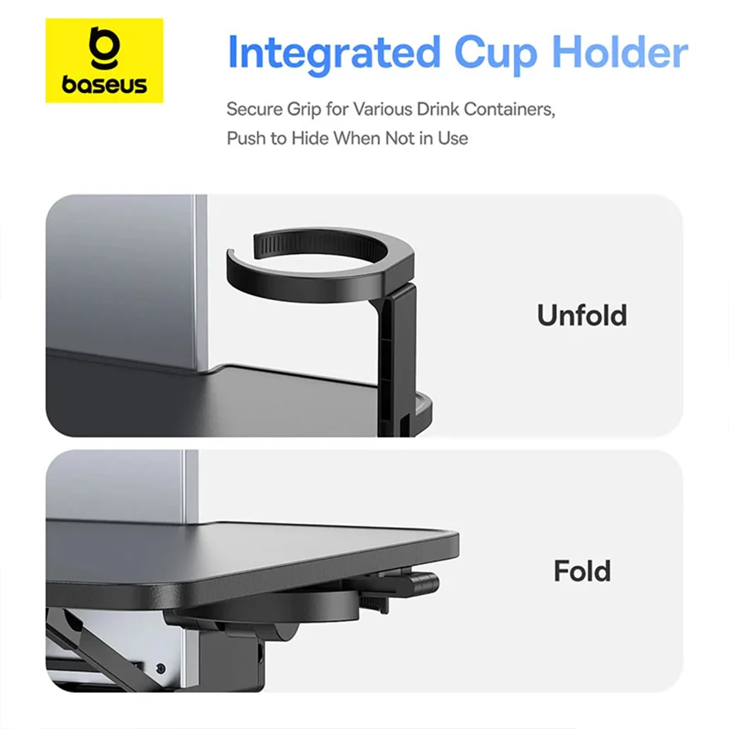 Baseus MagPro II Versatile Car Mount - Foldable Laptop Desk with 360° Rotatable Phone Holder, Adjustable Height, Easy Installation for Backseat Headrest, Black - Image 11