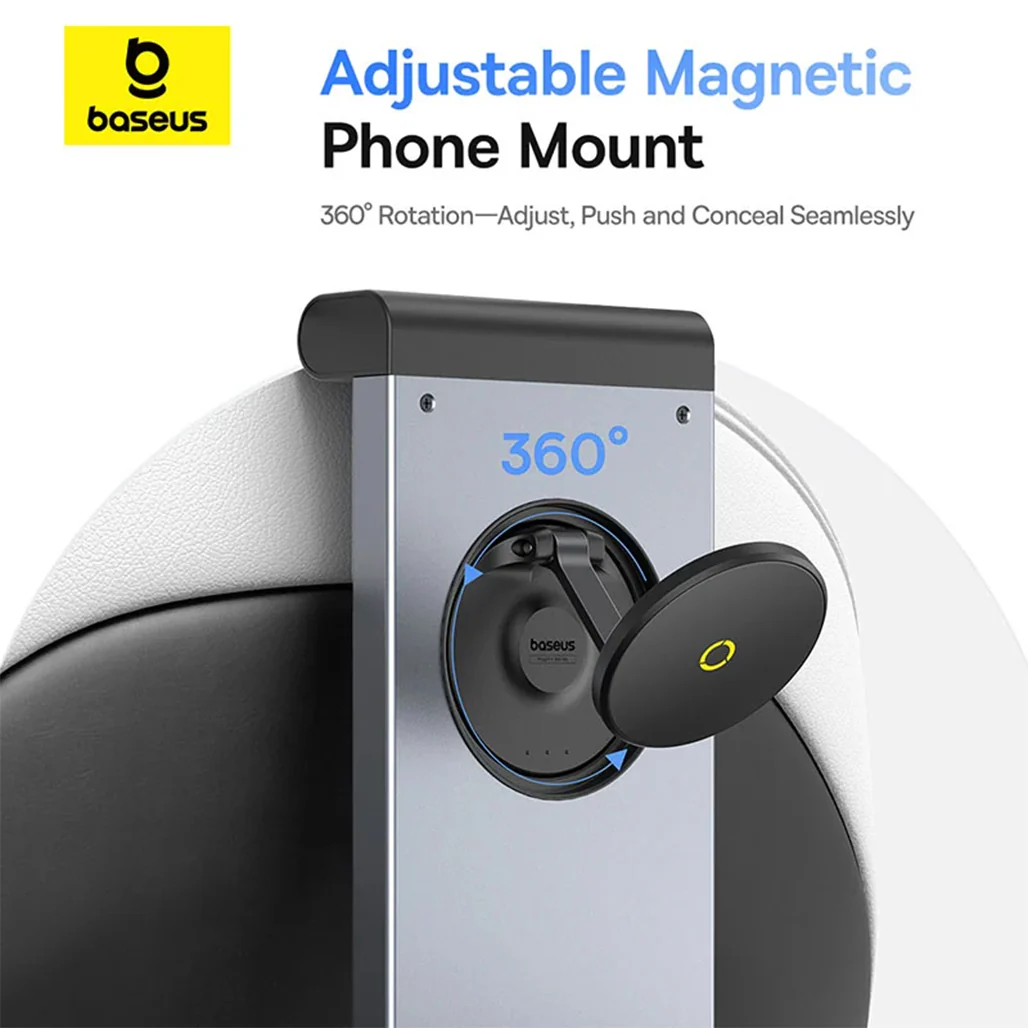 Baseus MagPro II Versatile Car Mount - Foldable Laptop Desk with 360° Rotatable Phone Holder, Adjustable Height, Easy Installation for Backseat Headrest, Black - Image 12