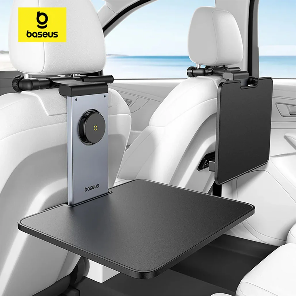 Baseus MagPro II Versatile Car Mount - Foldable Laptop Desk with 360° Rotatable Phone Holder, Adjustable Height, Easy Installation for Backseat Headrest, Black - Image 15