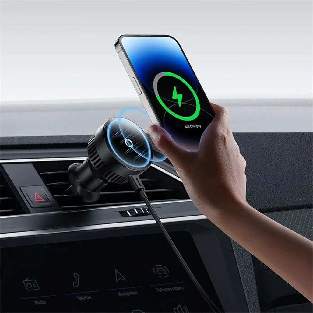 Baseus MagPro Series 15W Wireless Car Charger with Magnetic Holder for Air Vent | Qi & MagSafe Compatible - Image 4