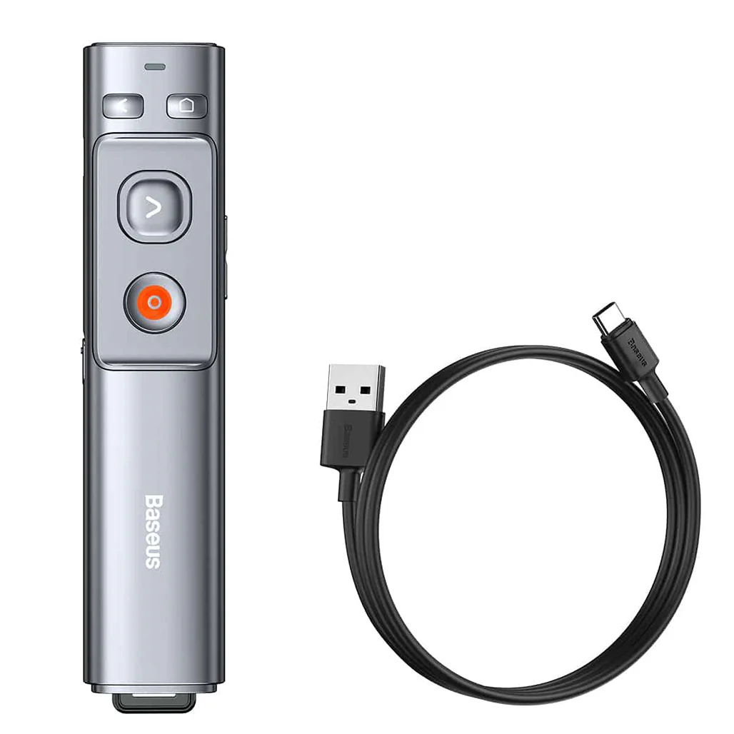 Baseus Orange Dot Wireless Presenter (Red Laser) - Grey - Image 2
