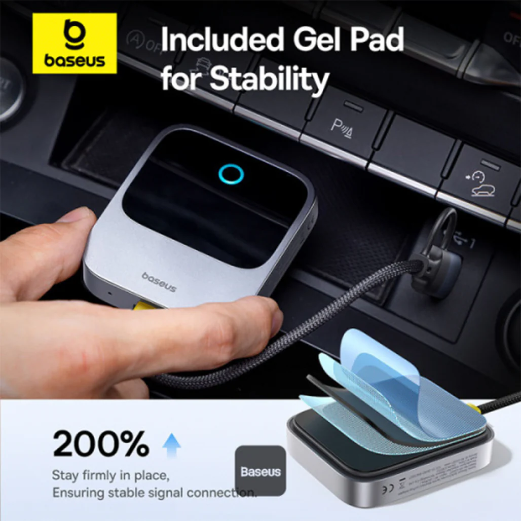 Baseus Prime Trip Safe Journey Wireless CarPlay Adapter for iPhone - Converts Wired CarPlay to Wireless, Dual-Screen - Image 2