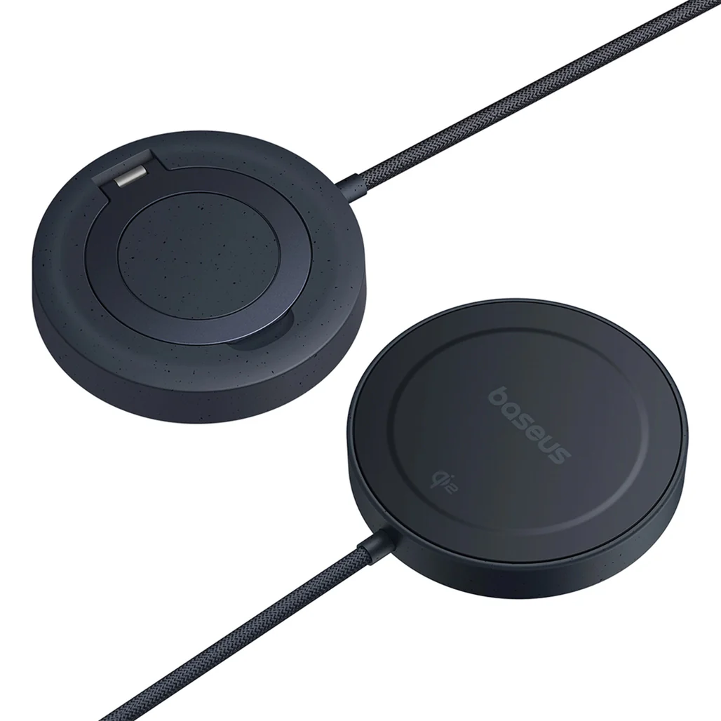 Baseus Simple Mini4 Magnetic Qi2 15W Wireless Charging Stand - 135° Adjustable Stand with Built-In 1M Type-C Cable - Black - Image 2