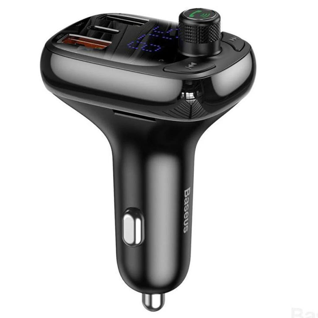 Baseus T-Typed Bluetooth MP3 Charger with Car Holder – Dual USB Fast Charging & Hands-Free Calling - Image 2