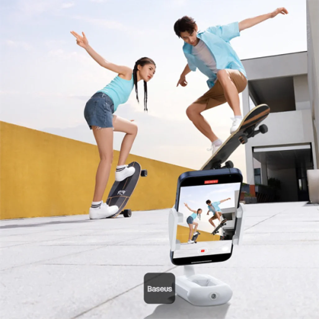Baseus TechShot Dual-Support Magnetic & Clamping Selfie Stick Tripod with Bluetooth Remote, 360° Rotation, Foldable, Extendable - White - Image 10