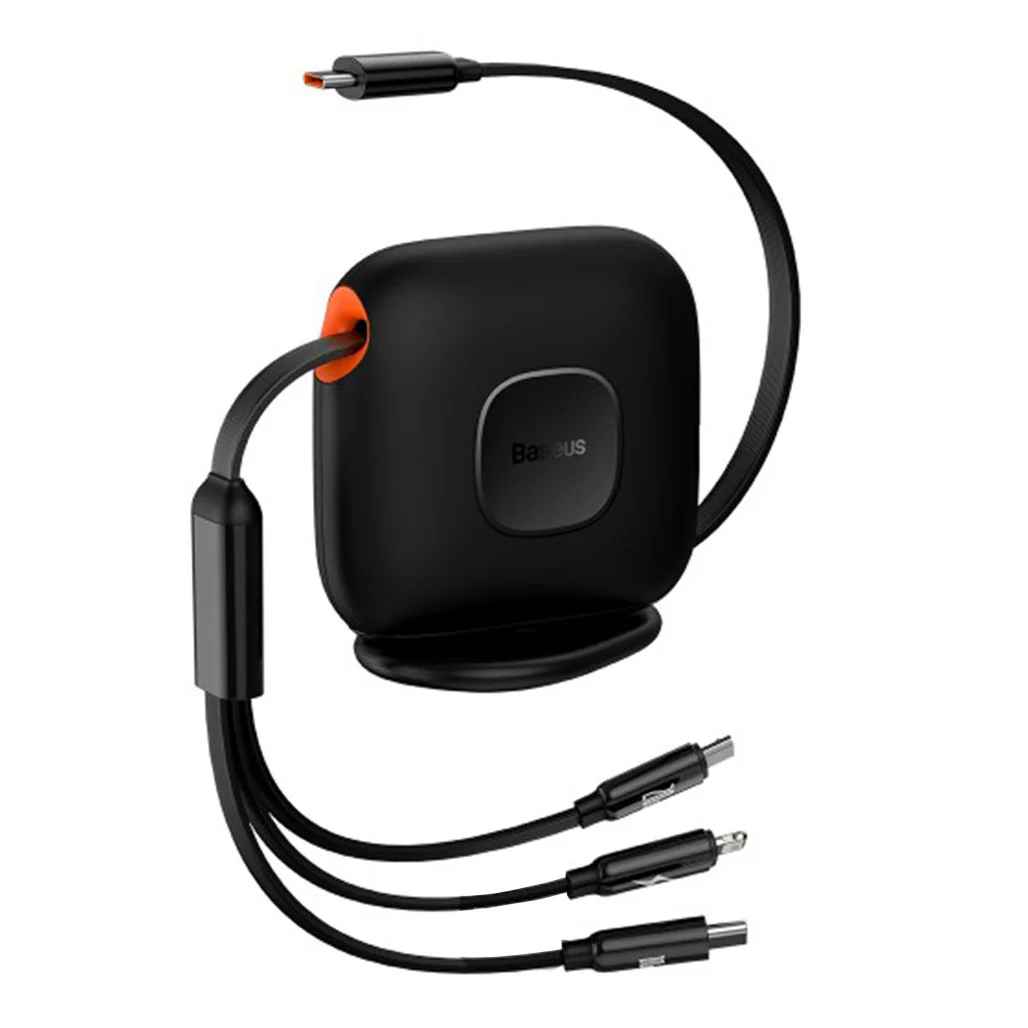 Baseus Traction Series Retractable 3-in-1 Fast Charging Cable – 100W Power Delivery with 360° Rotation and Easy Storage