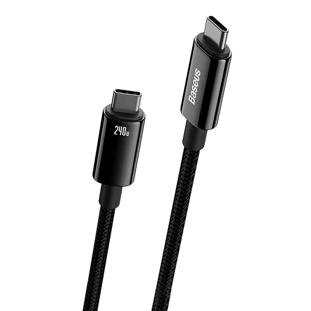 Baseus Tungsten Gold 240W USB-C to USB-C Fast Charging Data Cable – 2m Black - Image 3