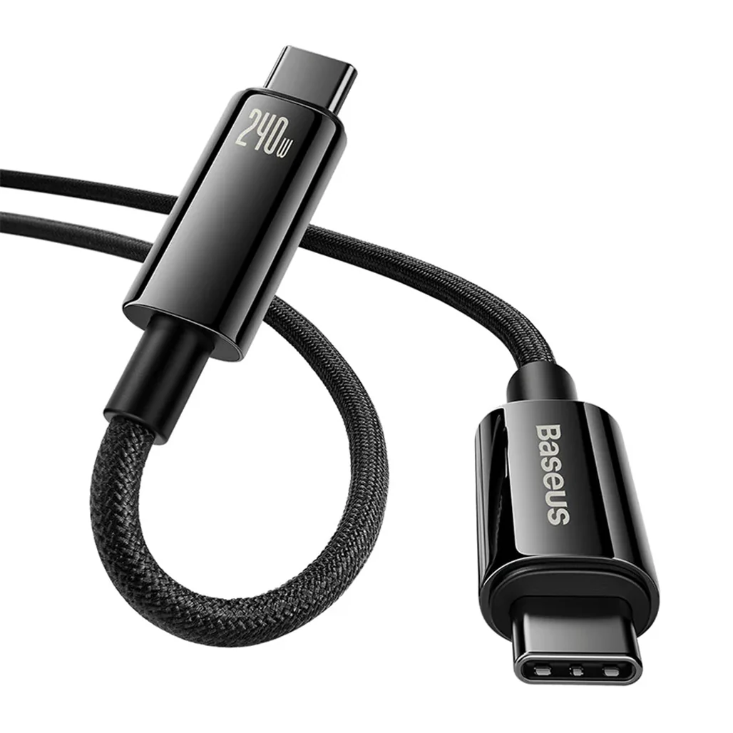 Baseus Tungsten Gold 240W USB-C to USB-C Fast Charging Data Cable – 2m Black - Image 4