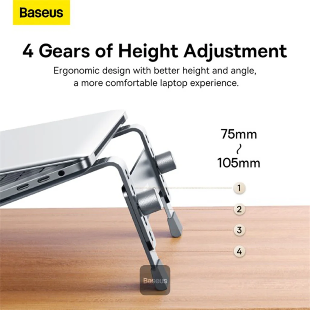 Baseus Ultra Stable Desktop Laptop Stand - 4-Gear Adjustable - Space Grey - Image 6