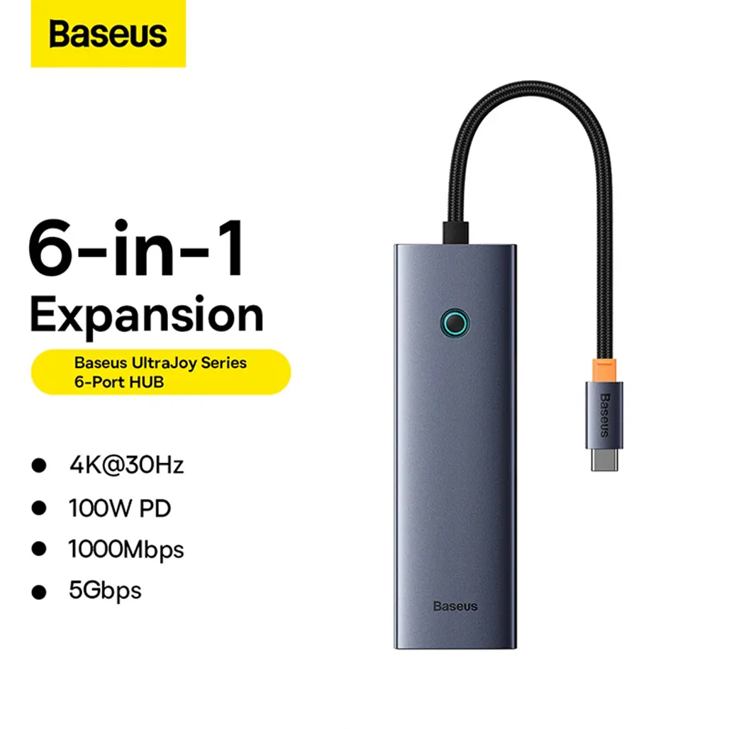 Baseus UltraJoy 6-in-1 USB Hub - Type-C Docking Station - Image 9