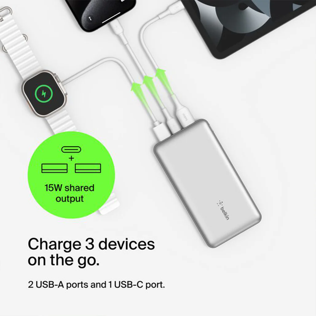 Belkin BoostCharge 10K Power Bank with USB-C & Dual USB-A Ports – Fast Charging, 10,000mAh Capacity - Image 22