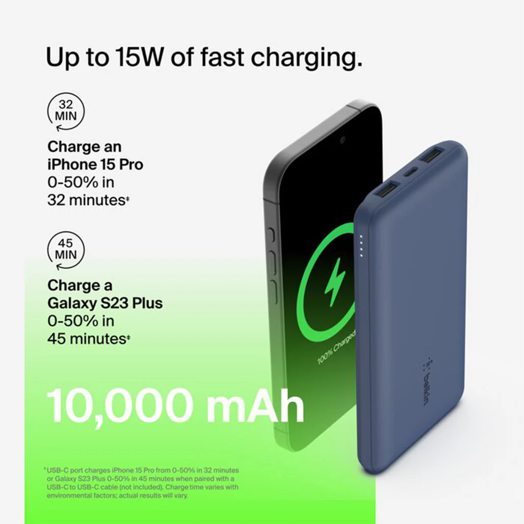 Belkin BoostCharge 10K Power Bank with USB-C & Dual USB-A Ports – Fast Charging, 10,000mAh Capacity - Image 23