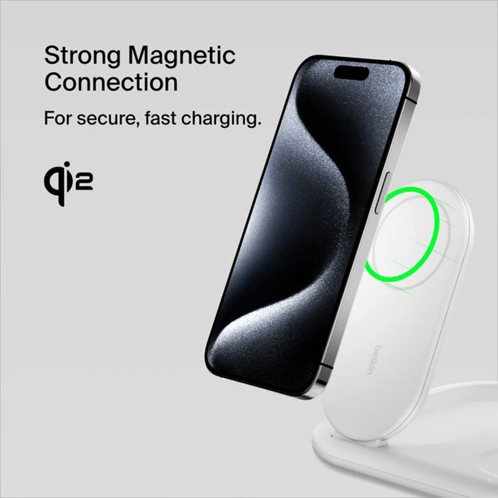 Belkin BoostCharge 3-in-1 Magnetic Foldable Wireless Charging Station with Qi2, 15W Fast Charging for iPhone, Apple Watch & AirPods - Image 8