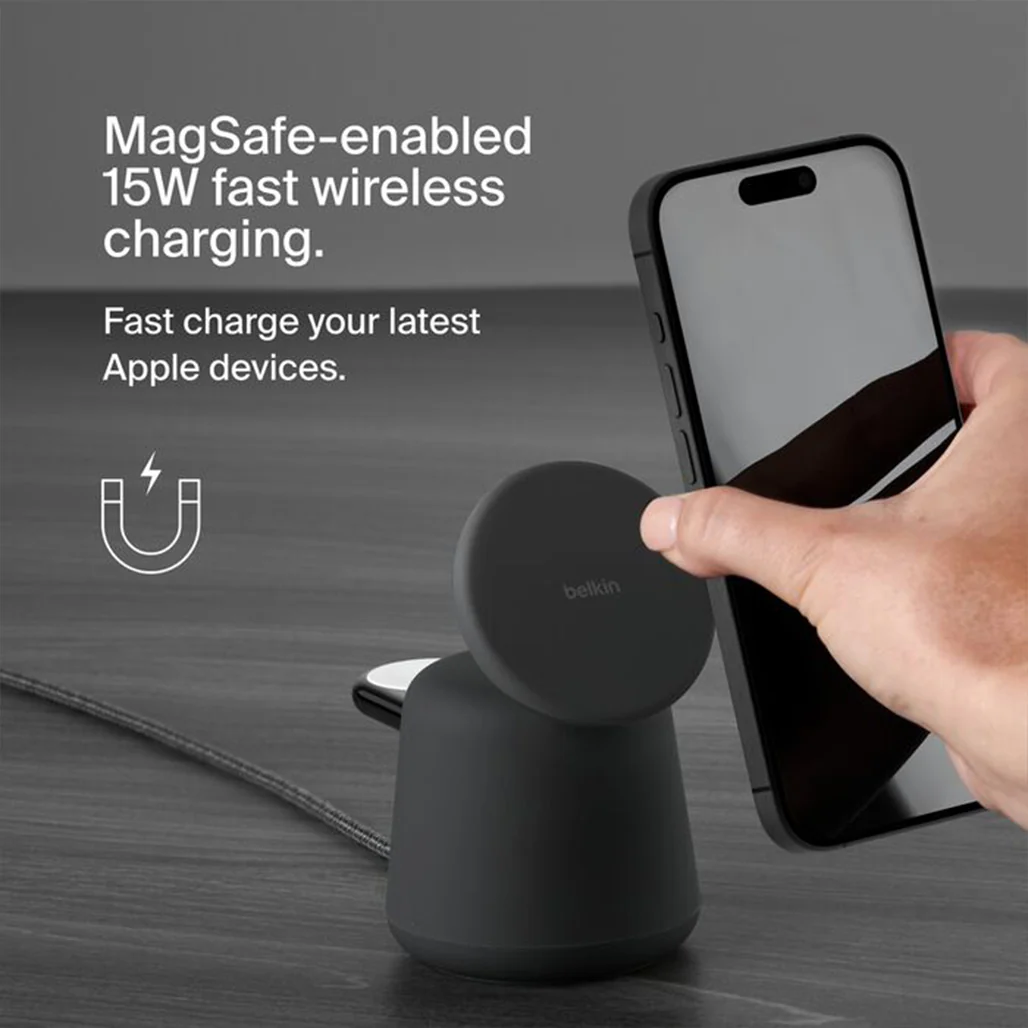 Belkin BoostCharge Pro 2-in-1 MagSafe Wireless Charging Dock – 15W Fast Charger for iPhone, Apple Watch & AirPods - Image 8