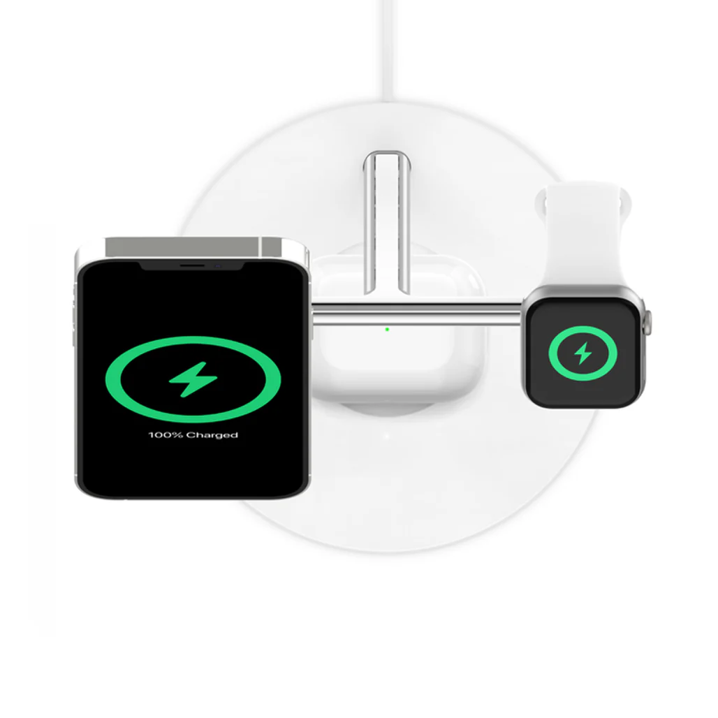 Belkin BoostCharge Pro 3-in-1 Wireless Charger with MagSafe 15W - Fast Charging for iPhone, Apple Watch, and AirPods | White - Image 3