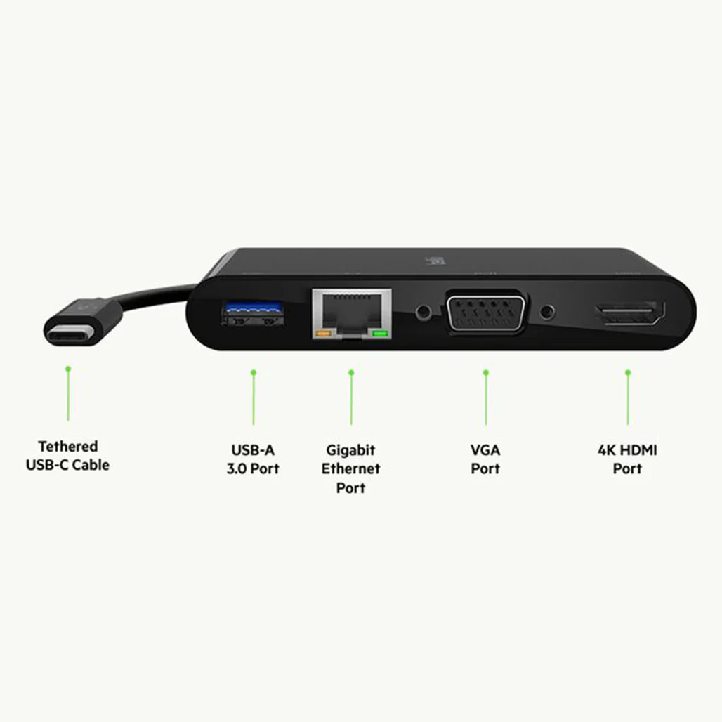 Belkin USB-C 4-in-1 Hub with 4K HDMI, VGA, Ethernet & USB-A – Universal Multiport Adapter for Mac & Windows - Image 5