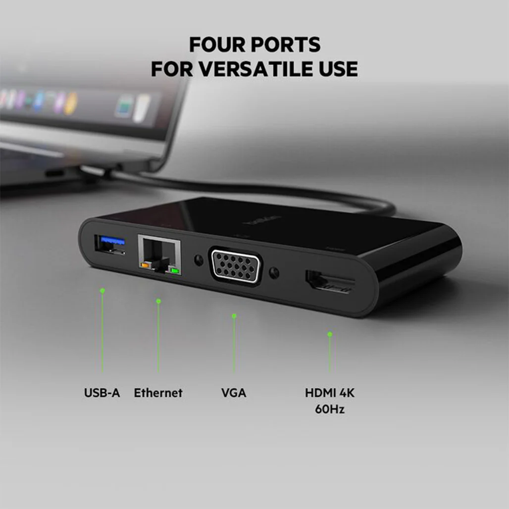 Belkin USB-C 4-in-1 Hub with 4K HDMI, VGA, Ethernet & USB-A – Universal Multiport Adapter for Mac & Windows - Image 6