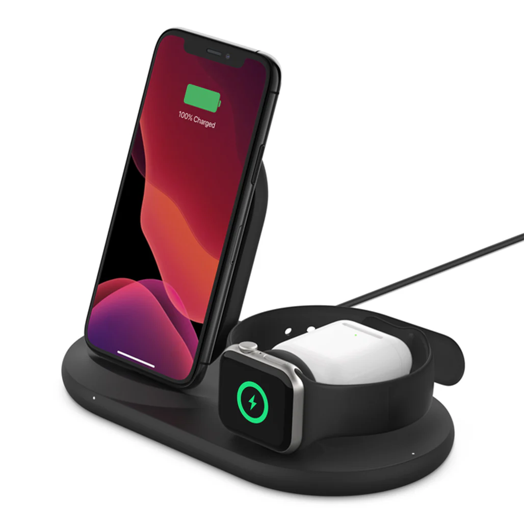 Belkin WIZ001myBK BoostCharge 3-in-1 Wireless Charger for Apple - Black - Image 2