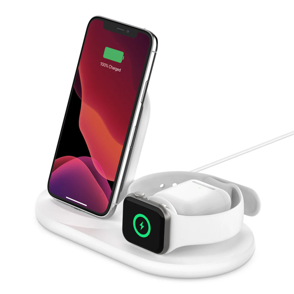 Belkin WIZ001myWH BoostCharge 3-in-1 Wireless Charger for Apple - White - Image 2