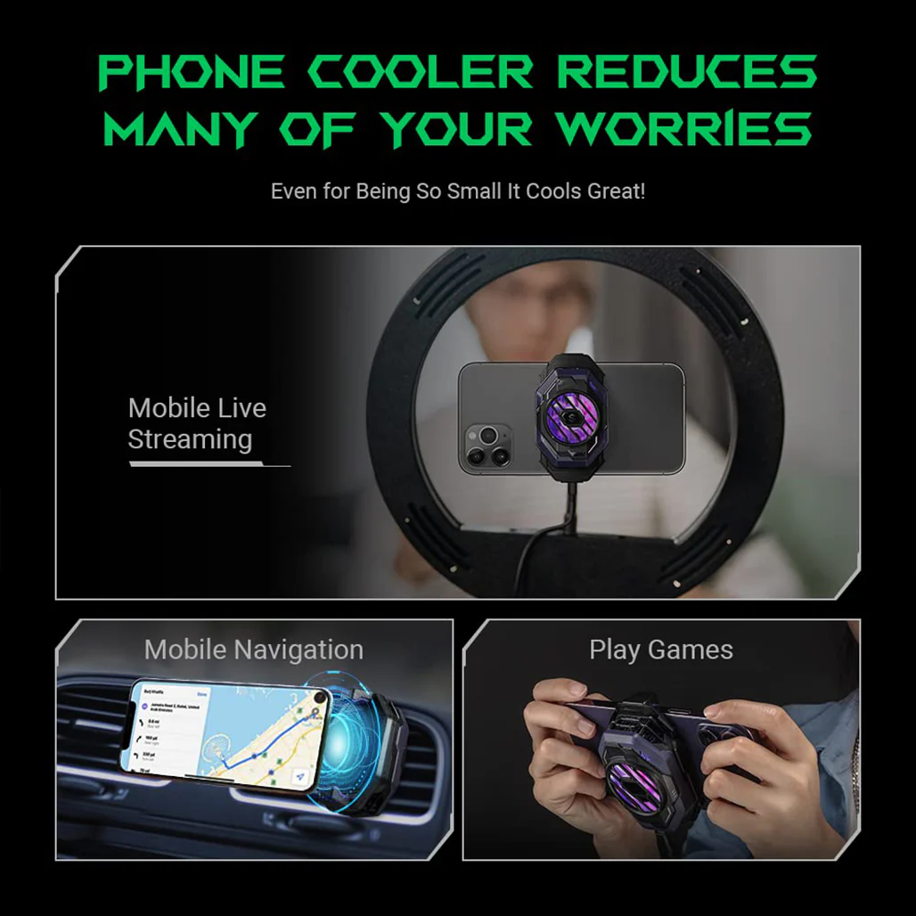 Black Shark FunCooler 3 Pro Phone Cooler for Gaming – Semiconductor Heatsink with Sleep Timer, RGB, Bluetooth APP Control – Compatible with iOS/Android (67mm-88mm Width) - Image 3