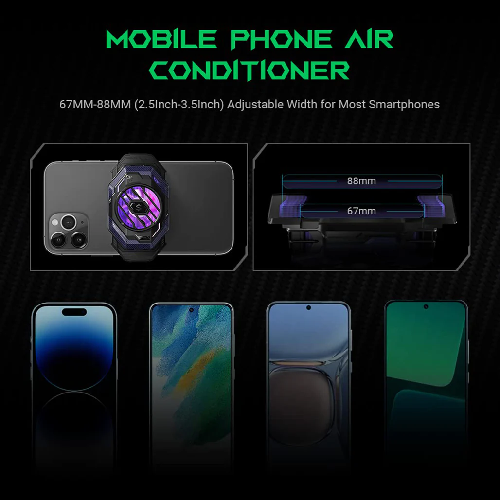 Black Shark FunCooler 3 Pro Phone Cooler for Gaming – Semiconductor Heatsink with Sleep Timer, RGB, Bluetooth APP Control – Compatible with iOS/Android (67mm-88mm Width) - Image 4