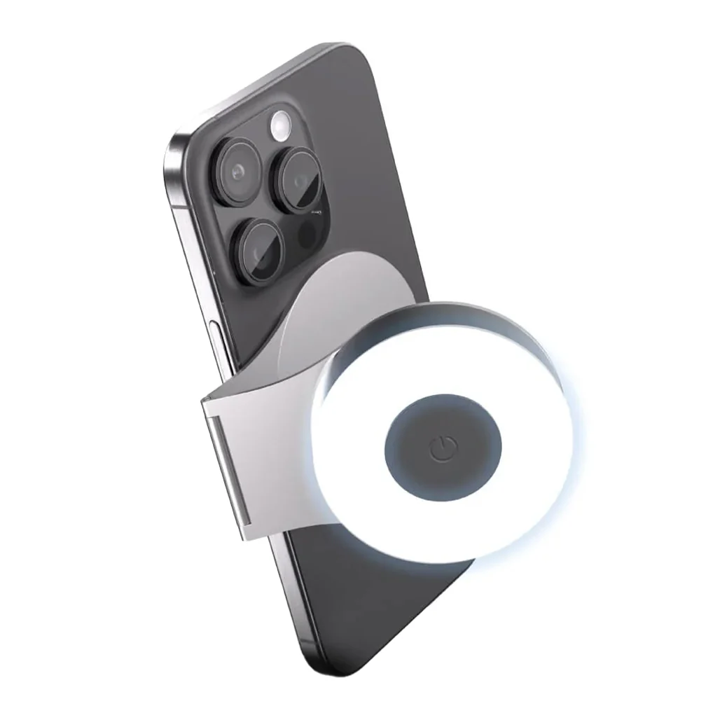 Blupebble Lumi Mag Magnetic Phone Stand with LED Light – 5-in-1 Aluminum Alloy Mount for Laptops, MacBooks, and iPads | Continuity Camera Compatible