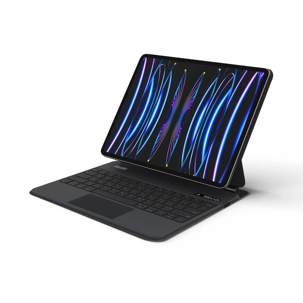 Blupebble Magic Folio Keyboard Case with Trackpad for iPad Air/Pro 10.9″ / 11″ – Bilingual English & Arabic, Bluetooth, USB-C Charging