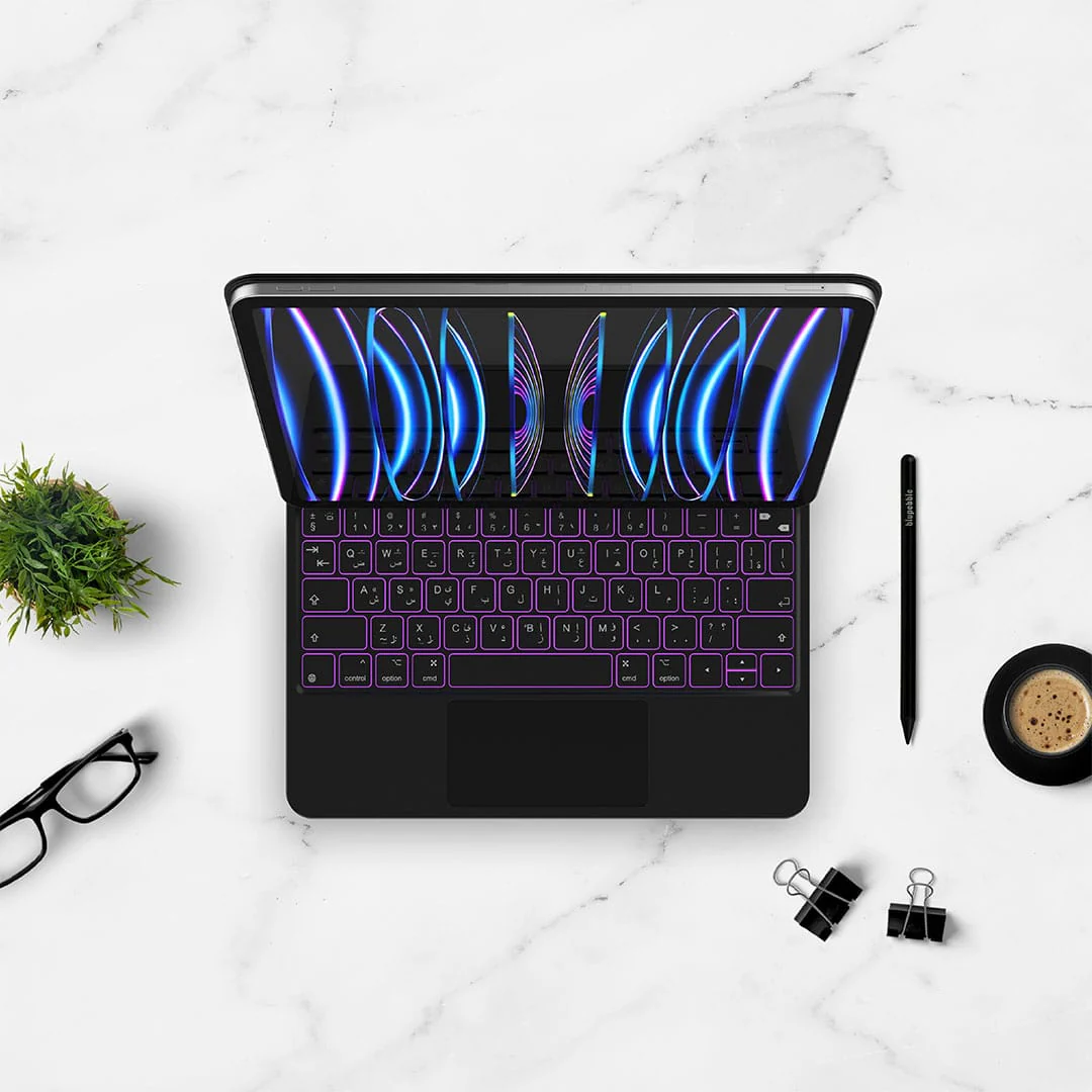 Blupebble Magic Folio with Trackpad English and Arabic Keyboard for iPad Pro 12.9 Inch - Image 3