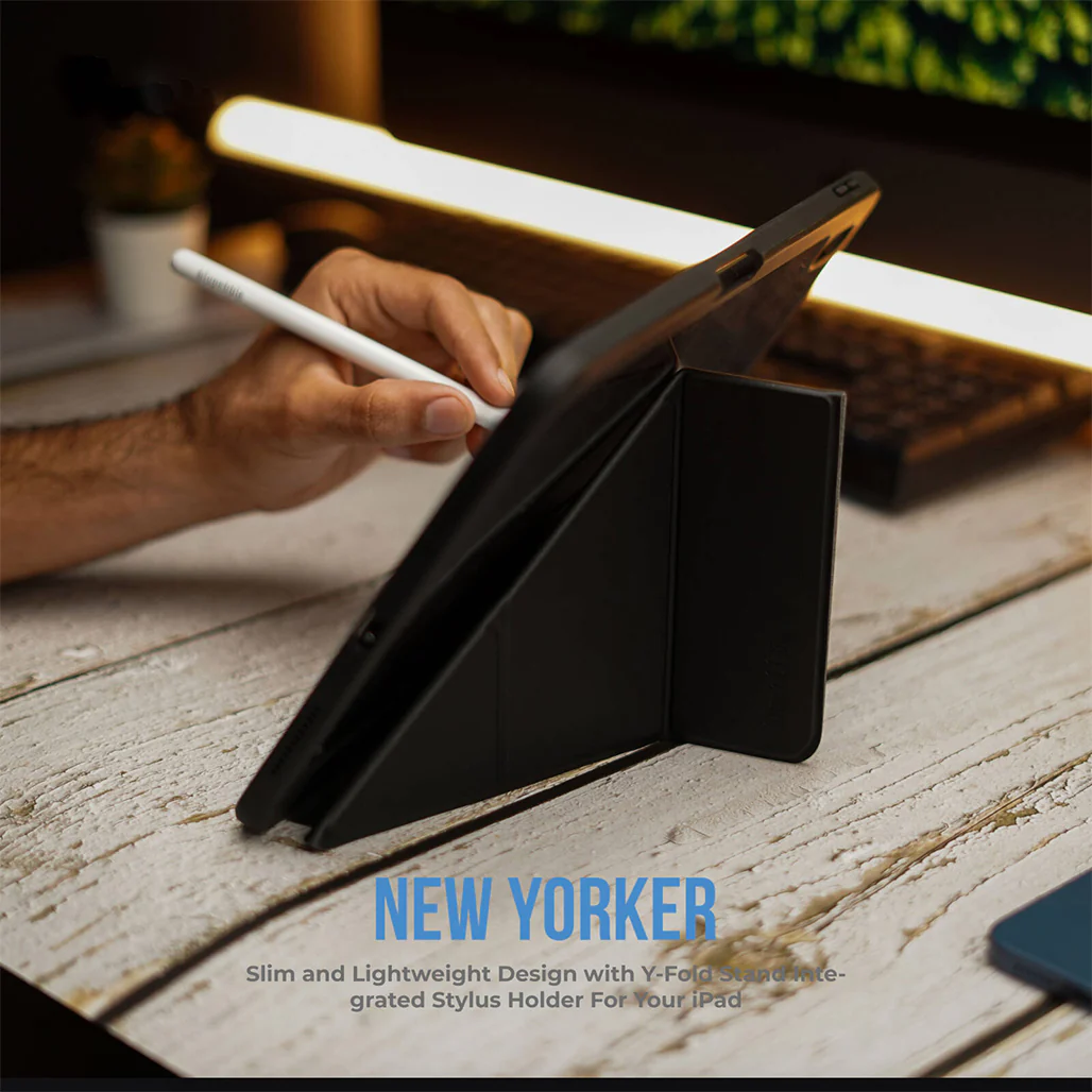 Blupebble New Yorker 11" iPad Pro Case with Integrated Stylus Holder and Smart Tri-Fold Stand - Image 6