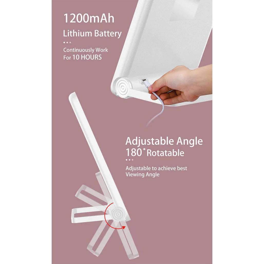 Bomidi R1 LED Makeup Mirror – 2-in-1 Desktop & Wall Mount, Adjustable Stand, 3 Brightness Levels, Rechargeable USB-C - Image 3