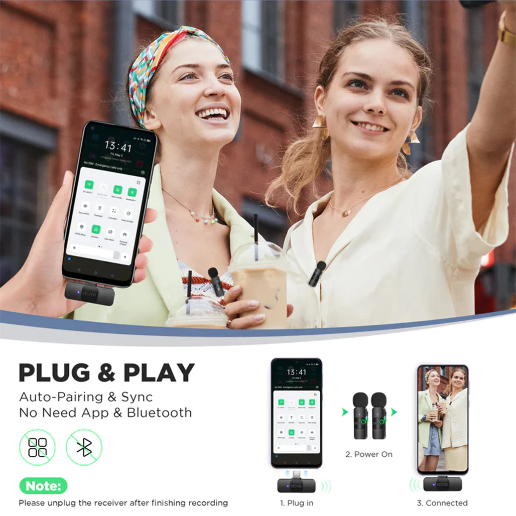 BOYA BY-V20 - Dual Wireless Lavalier Microphone for Android - Image 5