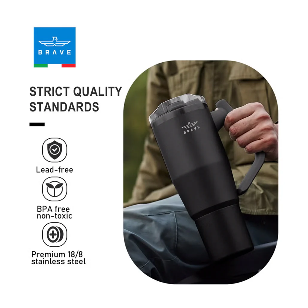 Brave BT-01BK TempGuard 40oz Stainless Steel Insulated Travel Mug – Leakproof, Durable & Temperature-Retaining Tumbler - Image 2