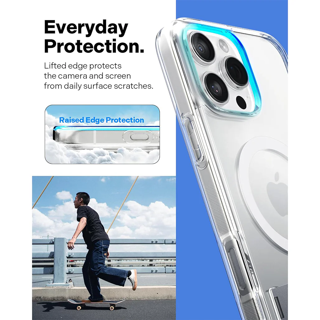 Caseology Capella Mag Kickstand Case for iPhone 16 Pro (6.3") – Clear Shockproof MagSafe-Compatible Cover with Built-In Stand - Image 5