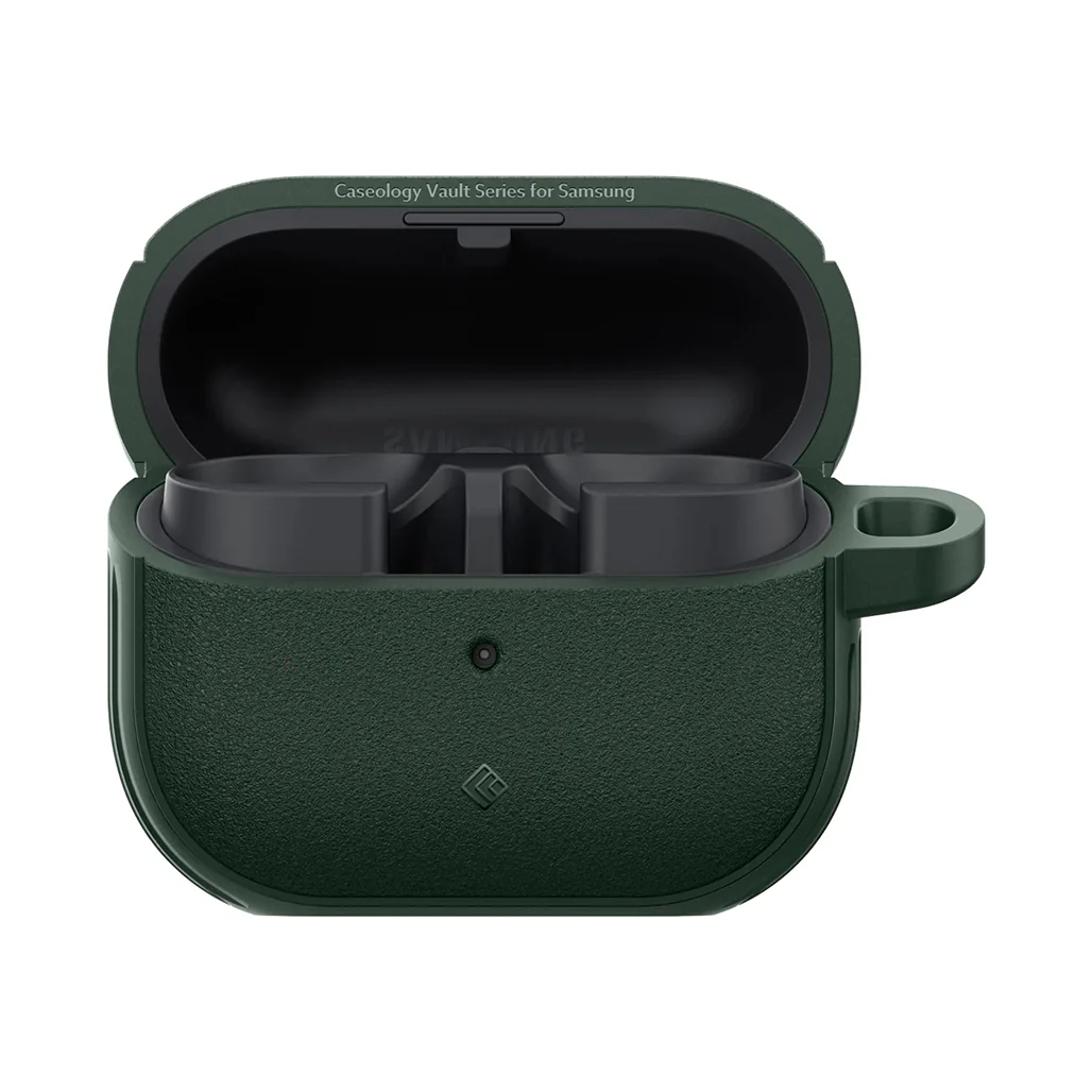 Caseology Vault Case for Samsung Galaxy Buds 3 / 3 Pro - Midnight Green with Secure Grip and Carabiner - Image 2