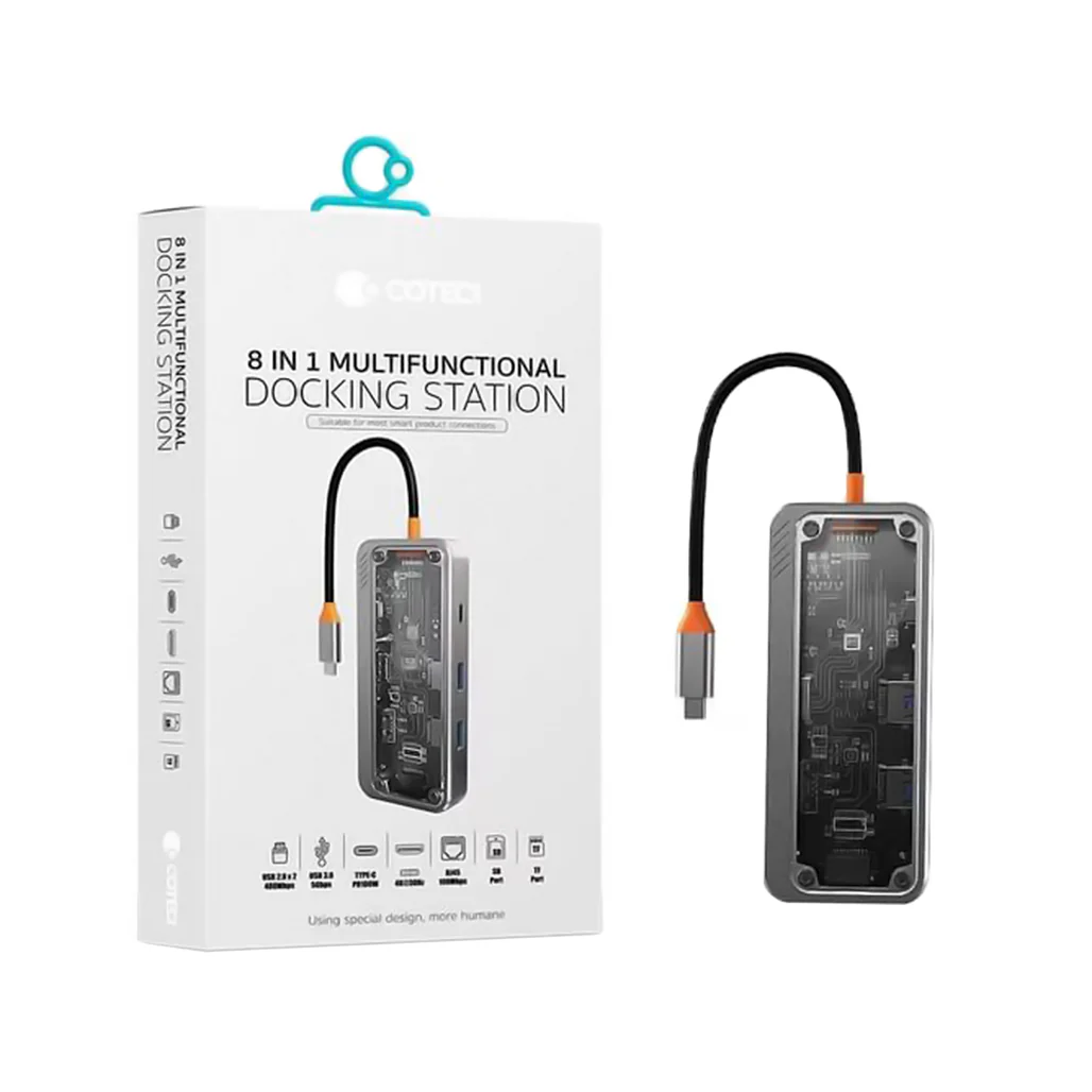 COTEetCI 8-in-1 Multifunctional Docking Station – USB 3.0, Type-C PD100W, HDMI 4K, and More - Image 6