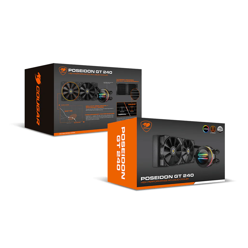 Cougar POSEIDON GT 240 High-Performance AIO Liquid Cooler - ARGB, Efficient Heat Transfer, and Advanced Durability - Image 6