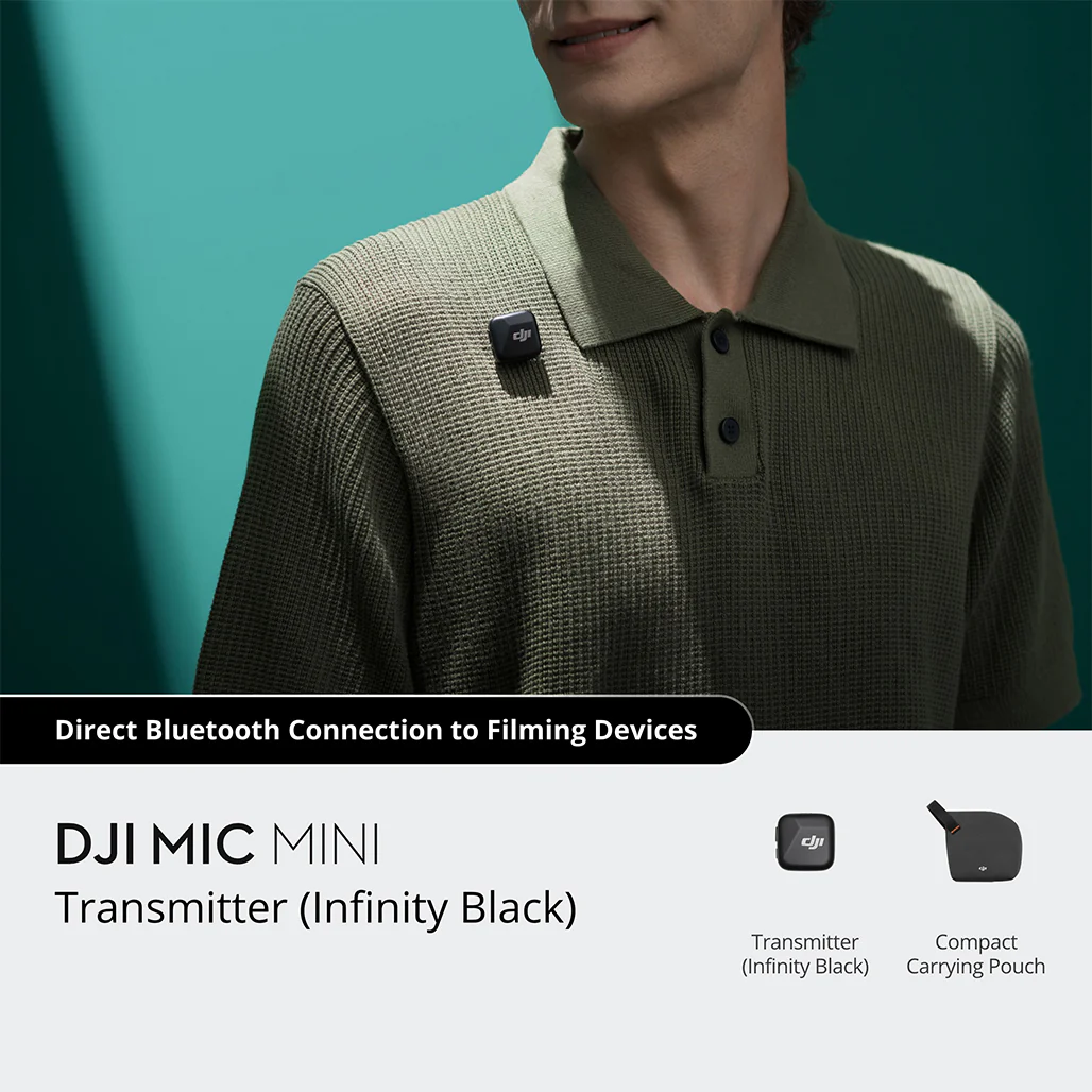 DJI Mic Mini Clip-On Transmitter with Built-In Microphone (2.4 GHz, Infinity Black) - Image 7