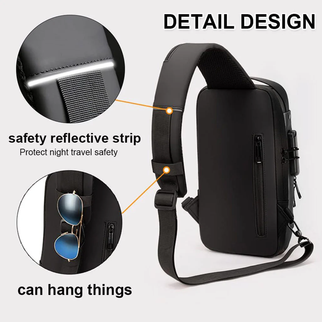 Dwenles Anti-Theft Crossbody Sling Bag: Waterproof Chest Daypack with USB Charging - Image 3