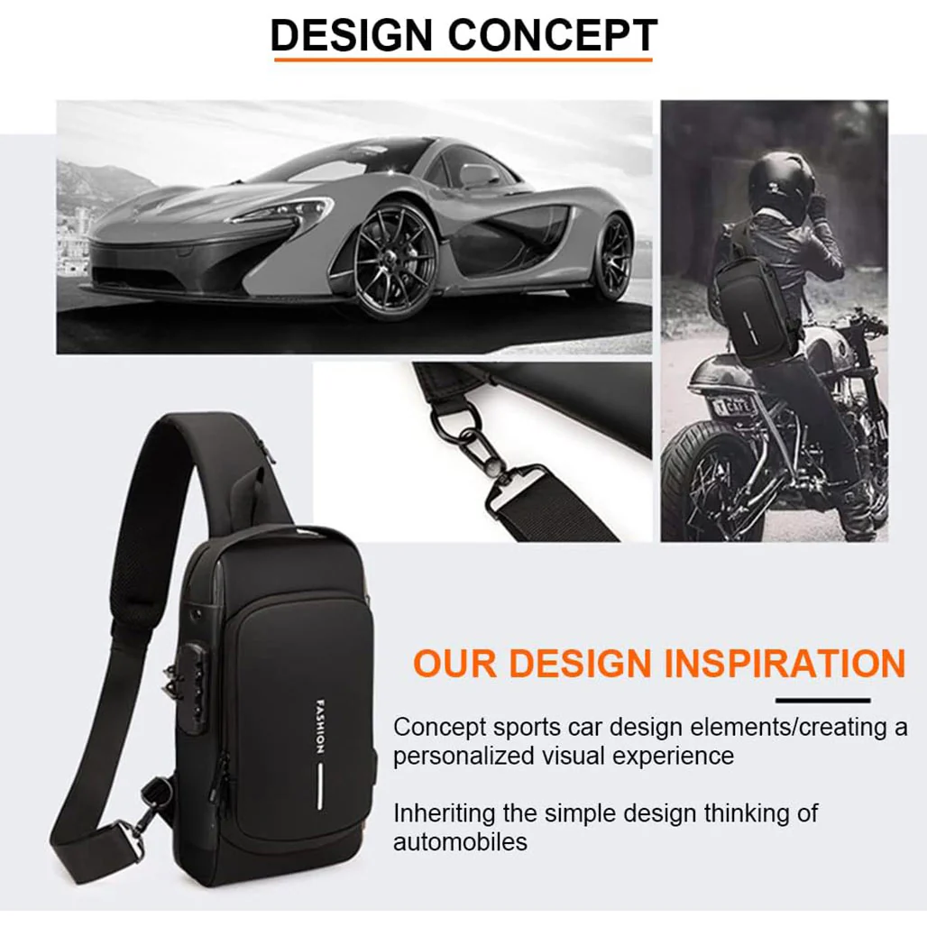 Dwenles Anti-Theft Crossbody Sling Bag: Waterproof Chest Daypack with USB Charging - Image 4